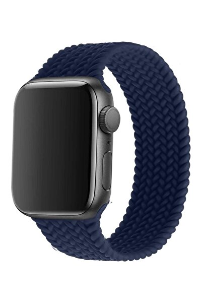Generic Silicone Braided Solo Loop Band Compatible With Apple Watch 1/2/3/4/5/6/SE Blue