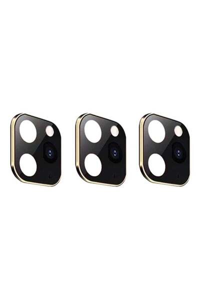 Margoun 3-Piece Apple iPhone X Change To Apple iPhone 11 Pro Lens Cover Set Black/Gold