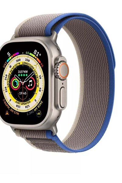 Generic Apple Watch strap made of rubber fabric blue with gray color