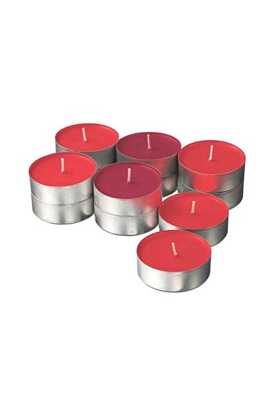 Generic 12-Piece Scented Candle In Metal Cup Set Red 0.5x0.5cm