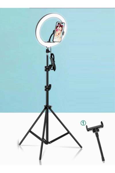 Generic حلقة إضاءة LED قابلة للتعتيم مع حامل ثلاثي القوائم متعدد الألوان وجها...