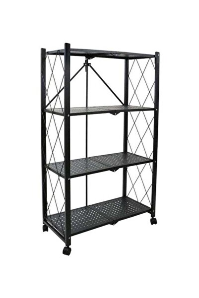 Generic رف تخزين قابل للطي معدني أسود 126x71x35 سم