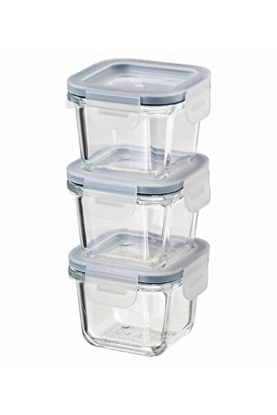Generic three piece glass food container set / 180 ml each