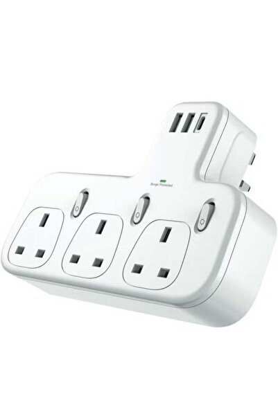 Denx Wall Power Strip With 3 Triple Outlets Two USB Ports And Fast Charging Port