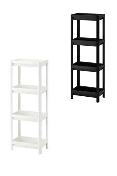 Generic رف حمام مكون من 4 طبقات بلونين الأسود والأبيض