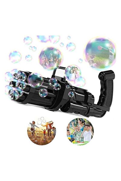 XIUWOO مسدس فقاعات أوتوماتيكي بسيط بثمانية فتحات وكمية كبيرة للأطفال، لون أسود