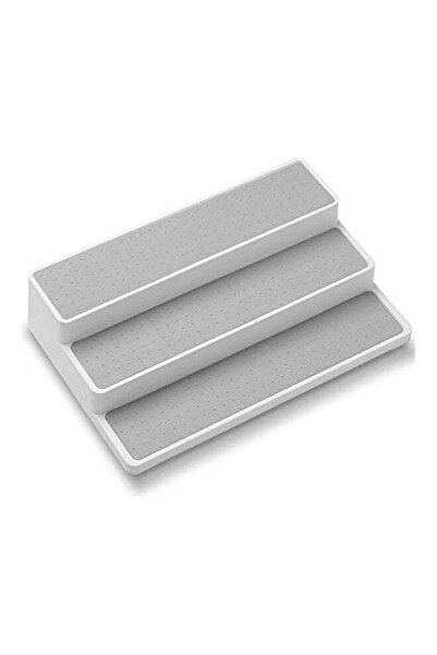 Generic رف توابل بثلاث طبقات رمادي/أبيض 36.5×24×8.5 سم