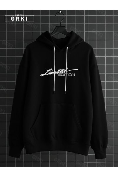 EFFRENATU Limited Edition Printed Black Oversize Hooded Sweatshirt Hoodie
