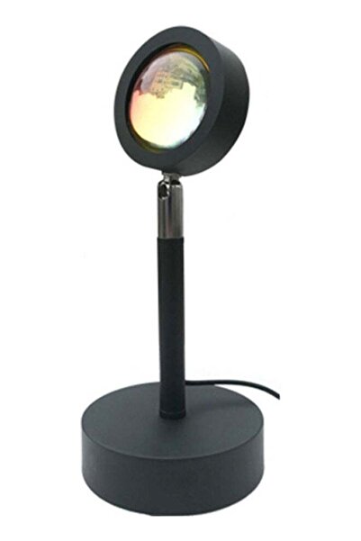 Generic مصباح أرضي حديث بإضاءة ليلية على شكل غروب الشمس، أسود/أصفر/أخضر