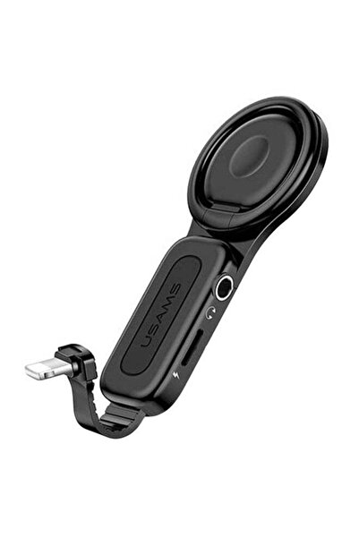 Usams حامل هاتف صوتي وشاحن لأجهزة iPhone X/XS/7 Plus/8 Plus أسود