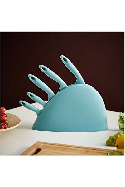 Home Box 6-Piece Stainless Steel Knife Block Set Blue/Silver 21x2cm