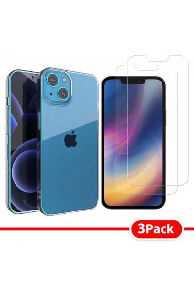 Margoun 3-Pack Protective TPU Case Cover with 2 Screen Protectors For iPhone 13 Mini Clear
