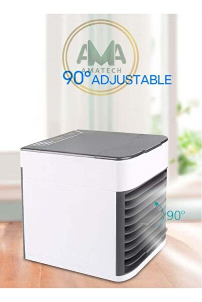 Generic Portable Air Cooling Fan With LED Light White/Black 16.5x17x14.5cm