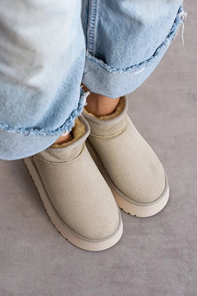 awix Vízálló platformtalp szőrmével bélelt sport rövid női csizma BÉZS