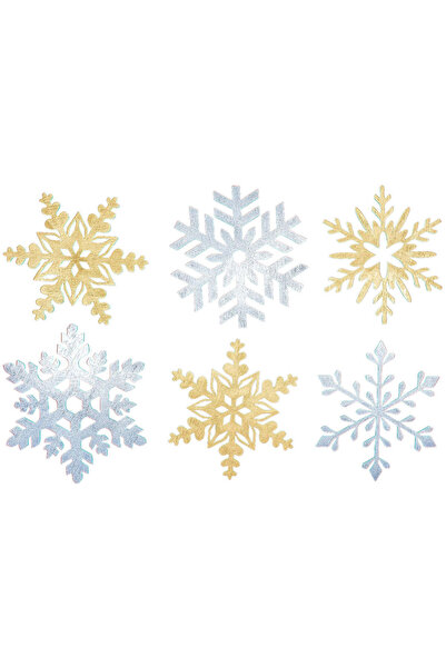 OEM Set 6 decoruri de Craciun HH921 din Lemn Model Fulg de nea - Colorate ale...