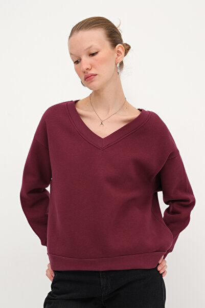 Addax V-Neck Ribbed Sweatshirt S12040