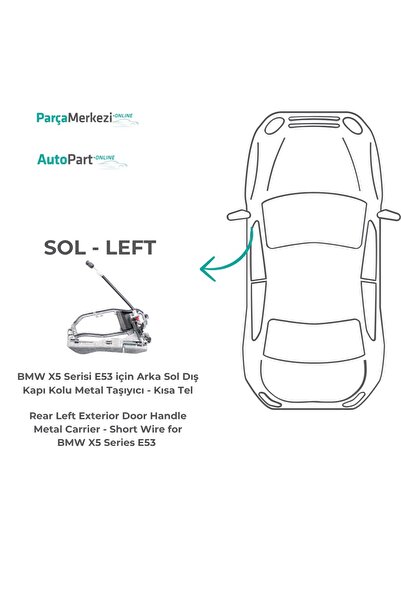ALPHA AUTO PART حامل معدني لمقابض الأبواب الخارجية الخلفية اليسرى لسيارة BMW X5 Series E53 - سلك قصير