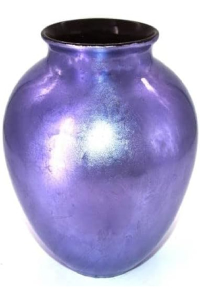 LTR مزهرية دائرية مطلية بالورنيش من L.T.R، مقاس 20 سم - مزهرية زهور أنيقة مزخ...