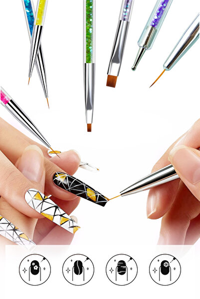 Easy Beauty 5 Adet Nail Art Fırça Seti Fırçalı Tırnak Süsleme Desen Seti Dot ...