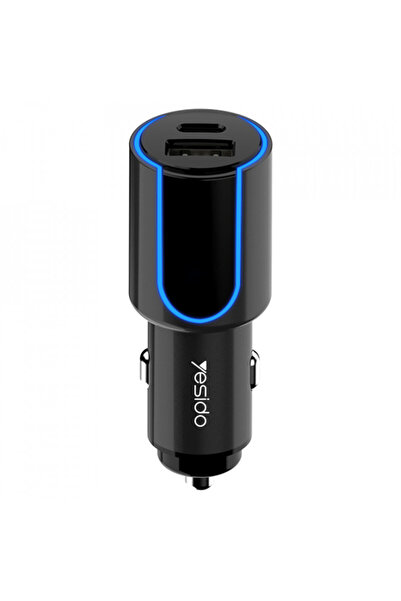 Yesido Φορτιστής Αυτοκινήτου με 1 θύρα USB, 1 θύρα Type-C, 3A, 24W, (Y32) - Μ...