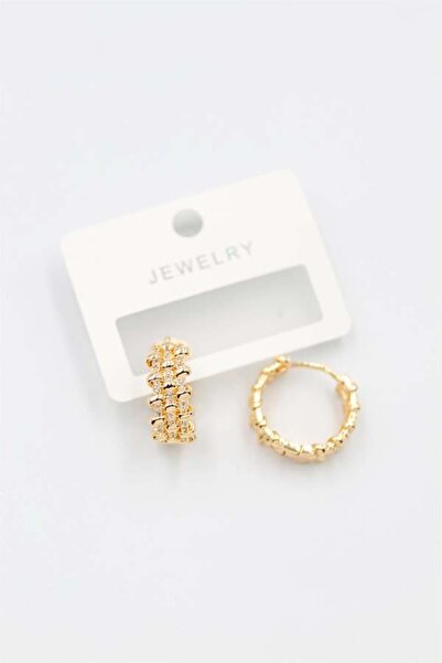 alpotekno حلق مرصع بالأحجار - ذهبي