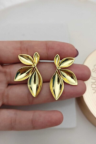 KYOLA DESİGN Iconic Gold Leaf Women's Earrings (4.5 cm)