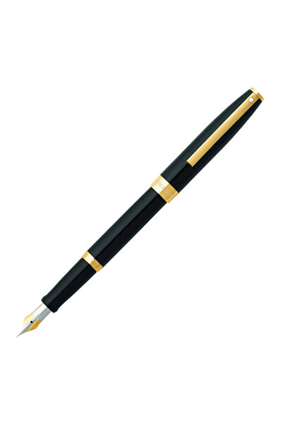 Sheaffer قلم حبر جاف ساجاريس أسود لامع مع حواف ذهبية