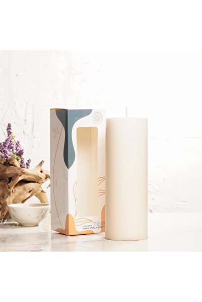 Mitr 20x7 cm Bej Silindir Mum