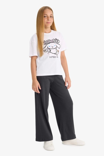 DeFacto E1836 Antrasit Kız Çocuk Beli Lastikli Wide Leg Geniş Paça Eşofman Altı