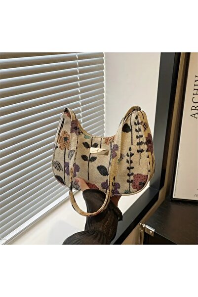 Alaçatı Kadın Moda Omuz Çantası Çiçekli Retro
