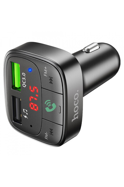Hoco Încărcător auto cu modulator FM (E59 Promise), 2xUSB-A, cu afișaj LED, Q...