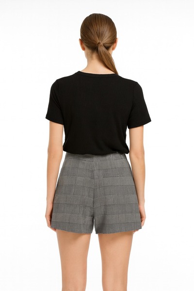 Evelora Women's Plaid Patterned High Waist Shorts Skirt – Stylish Office & Casual Combination