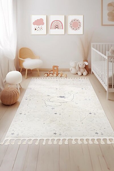 Aden Yumurcak Kadife Dokuma Halı | Makinede Yıkanabilir | Çocuk Halı | Gri | 120 x 180 cm | Model YMC0201