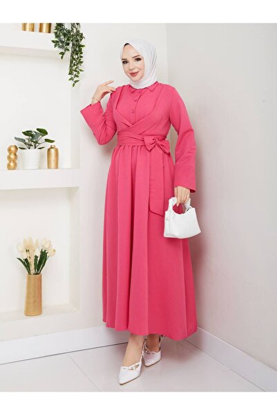 Giza Giyim Γυναικείο φόρεμα χιτζάμπ με κουμπιά με σταθερή ζώνη με κουμπιά