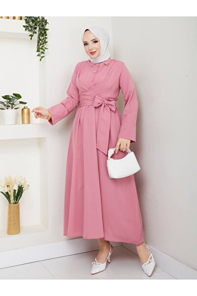 Giza Giyim Γυναικείο φόρεμα χιτζάμπ με κουμπιά με σταθερή ζώνη με κουμπιά