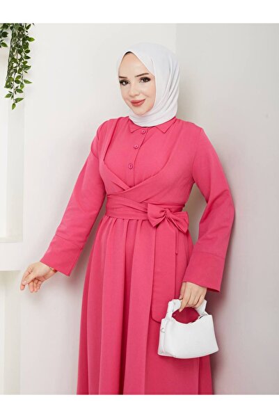 Giza Giyim Γυναικείο φόρεμα χιτζάμπ με κουμπιά με σταθερή ζώνη με κουμπιά