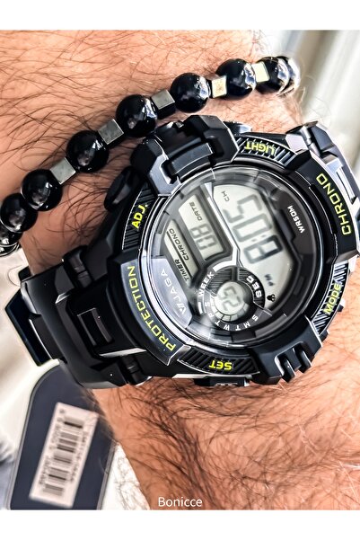 Jaga Sports Men's Wristwatch, Black Silikon Band Suitable for Pool and Sea Use, Compatible with Stopwatch