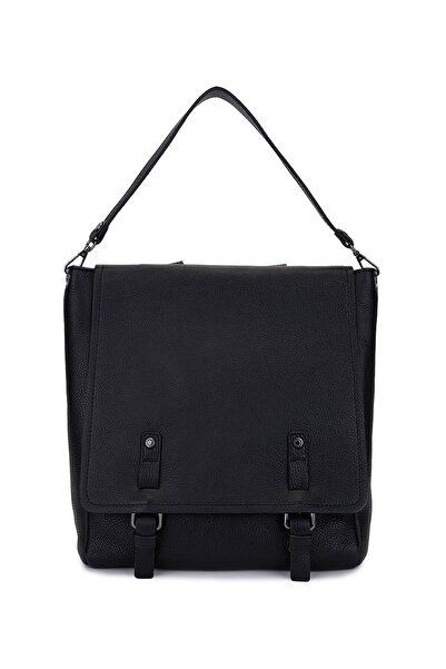 Bruno Rossi حقيبة ظهر رجالية من الجلد الطبيعي باللون الأسود