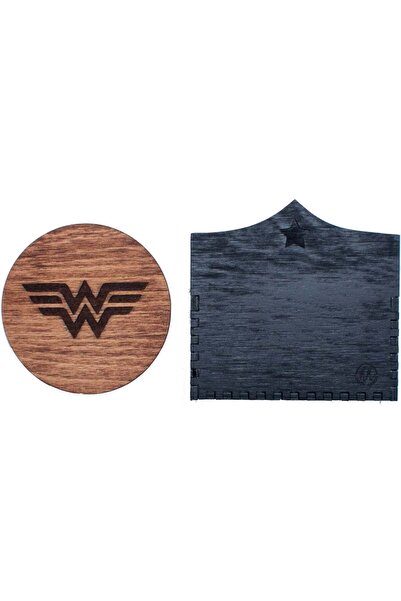 OEM Set 3 Bucati Suport Pahar HH1576 Wonder Woman din lemn 9x9 cm