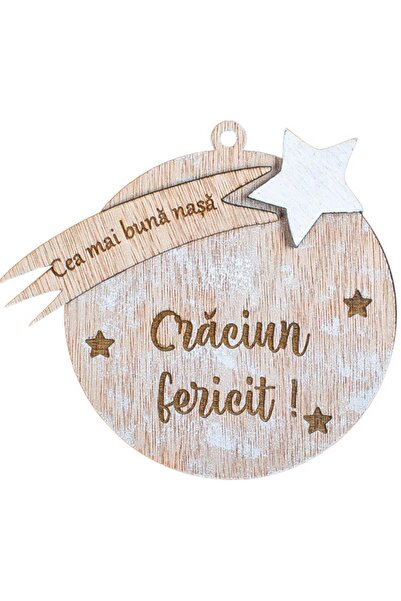OEM Glob Crăciun Lemn HH886 Personalizat Stea cu Mesaj „Crăciun Fericit” pent...
