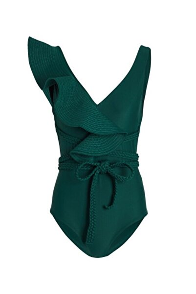 Mixbo Mixbo Swimsuit, One-Piece, with Drawstring and Ruffle, Elegant Green, size M