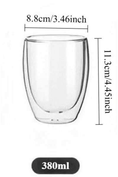 Choice4 90ml-500ml One 380ml cup 5 Sizes Double Wall Insulated Glass Cup Clear Espresso Coffee Mugs Handmade