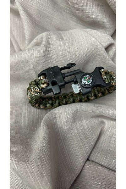 kartal takı KAMP BİLEKLİĞİ PUSULA ÇAKMAK TAŞI VE DÜDÜK HEPSİ BİR BİLEKLİKTE