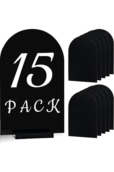 Slasa لافتات أكريليك فارغة مع حوامل، 15 قطعة، 5 × 7 بوصة، ألواح أكريليك سوداء مقوسة لحفلات الزفاف والحفلات