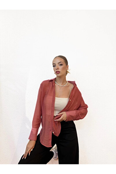 PROTO SUIT Transparan Gül Kurusu Gömlek