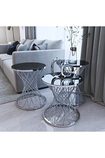 Nies Aksesuar HASIR TELLİ POTA 3'LÜ ZİGON GÜMÜŞ KAPLAMA FÜME AYNA