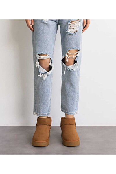 AYDOĞDU by ünal MİNİ KADIN SÜET KÜRKLÜ KALIN TABAN BOT