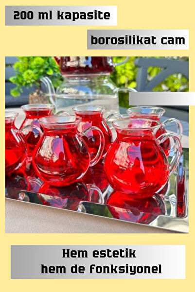 grey cat Trend Ürün 6 Adet Borosilikat Sağlıklı Zarif Dayanıklı 200 ml Kapasi...