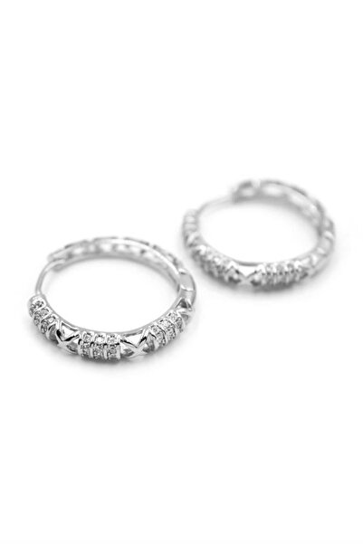 alpotekno حلق مرصع بالأحجار - فضي