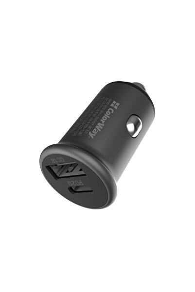 ColorWay Car Charger 38W, 1x USB-A QC3.0, 1x Type-C PD20W, Fast Charge, CW-CHA029PD, Gray